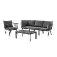 thumbnail image 1 of Lounge Sectional Sofa Chair Set, Aluminum, Metal, Steel, Grey Gray, Modern Contemporary Urban Design, Outdoor Patio Balcony Cafe Bistro Garden Furniture Hotel Hospitality, 1 of 10