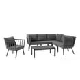 thumbnail image 1 of Lounge Sectional Sofa Chair Set, Aluminum, Metal, Steel, Grey Gray, Modern Contemporary Urban Design, Outdoor Patio Balcony Cafe Bistro Garden Furniture Hotel Hospitality, 1 of 10