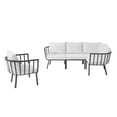 thumbnail image 1 of Lounge Sectional Sofa Chair Set, Aluminum, Metal, Steel, Grey Gray White, Modern Contemporary Urban Design, Outdoor Patio Balcony Cafe Bistro Garden Furniture Hotel Hospitality, 1 of 10