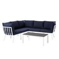 thumbnail image 1 of Lounge Sectional Sofa Chair Set, Aluminum, Metal, Steel, White Blue Navy, Modern Contemporary Urban Design, Outdoor Patio Balcony Cafe Bistro Garden Furniture Hotel Hospitality, 1 of 10