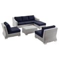 thumbnail image 1 of Lounge Sectional Sofa Table Set, Blue Navy, Rattan, Wicker, Outdoor Patio Balcony Cafe Bistro Garden Hospitality Restaurant, Modern Contemporary HB33619, 1 of 15