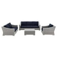 thumbnail image 1 of Lounge Sectional Sofa Chair Set, Rattan, Wicker, Light Grey Gray Blue Navy, Modern Contemporary Urban Design, Outdoor Patio Balcony Cafe Bistro Garden Furniture Hotel Hospitality, 1 of 10
