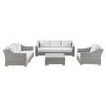 thumbnail image 1 of Lounge Sectional Sofa Chair Set, Rattan, Wicker, Light Grey Gray White, Modern Contemporary Urban Design, Outdoor Patio Balcony Cafe Bistro Garden Furniture Hotel Hospitality, 1 of 10