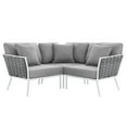 thumbnail image 1 of Lounge Sectional Sofa Chair Set, White Grey Gray, Aluminum, Metal, Fabric, Modern Contemporary, Outdoor Patio Balcony Cafe Bistro Garden Furniture Hotel Hospitality, 1 of 10
