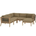 thumbnail image 1 of Lounge Sectional Sofa Set, Brown Natural, Teak Wood, Outdoor Patio Balcony Cafe Bistro Garden Hospitality Restaurant, Modern Contemporary HB34465, 1 of 14