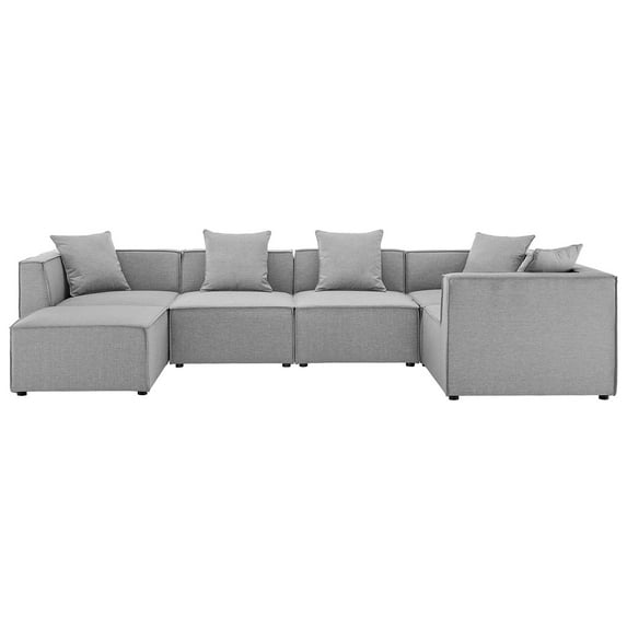 Lounge Sectional Sofa Set, Fabric, Grey Gray, Modern Contemporary Urban Design, Outdoor Patio Balcony Cafe Bistro Garden Furniture Hotel Hospitality
