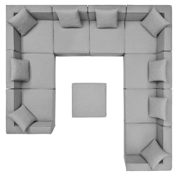 Lounge Sectional Sofa Set, Fabric, Grey Gray, Modern Contemporary Urban Design, Outdoor Patio Balcony Cafe Bistro Garden Furniture Hotel Hospitality