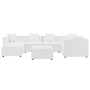 Lounge Sectional Sofa Set, Fabric, White, Modern Contemporary Urban Design, Outdoor Patio Balcony Cafe Bistro Garden Furniture Hotel Hospitality