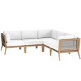 thumbnail image 1 of Lounge Sectional Sofa Set, Grey Gray Natural, Teak Wood, Outdoor Patio Balcony Cafe Bistro Garden Hospitality Restaurant, Modern Contemporary HB34463, 1 of 11