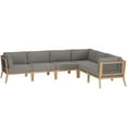 thumbnail image 1 of Lounge Sectional Sofa Set, Grey Gray Natural, Teak Wood, Outdoor Patio Balcony Cafe Bistro Garden Hospitality Restaurant, Modern Contemporary HB34468, 1 of 11