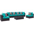thumbnail image 1 of Lounge Sectional Sofa Table Set, Blue, Rattan, Wicker, Outdoor Patio Balcony Cafe Bistro Garden Hospitality Restaurant, Modern Contemporary HB32979, 1 of 5