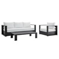 thumbnail image 1 of Lounge Sectional Sofa Table Set, Gray White, Aluminum Metal, Outdoor Patio Balcony Cafe Bistro Garden Hospitality Restaurant, Modern Contemporary HB33966, 1 of 10