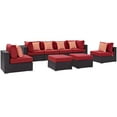 thumbnail image 1 of Lounge Sectional Sofa Table Set, Red, Rattan, Wicker, Outdoor Patio Balcony Cafe Bistro Garden Hospitality Restaurant, Modern Contemporary HB33007, 1 of 5