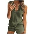 thumbnail image 1 of Lounge Set for Women Summer Sleeveless Outfits Matching V-Neck Tank Top with Drawstring Shorts Sets, 1 of 6