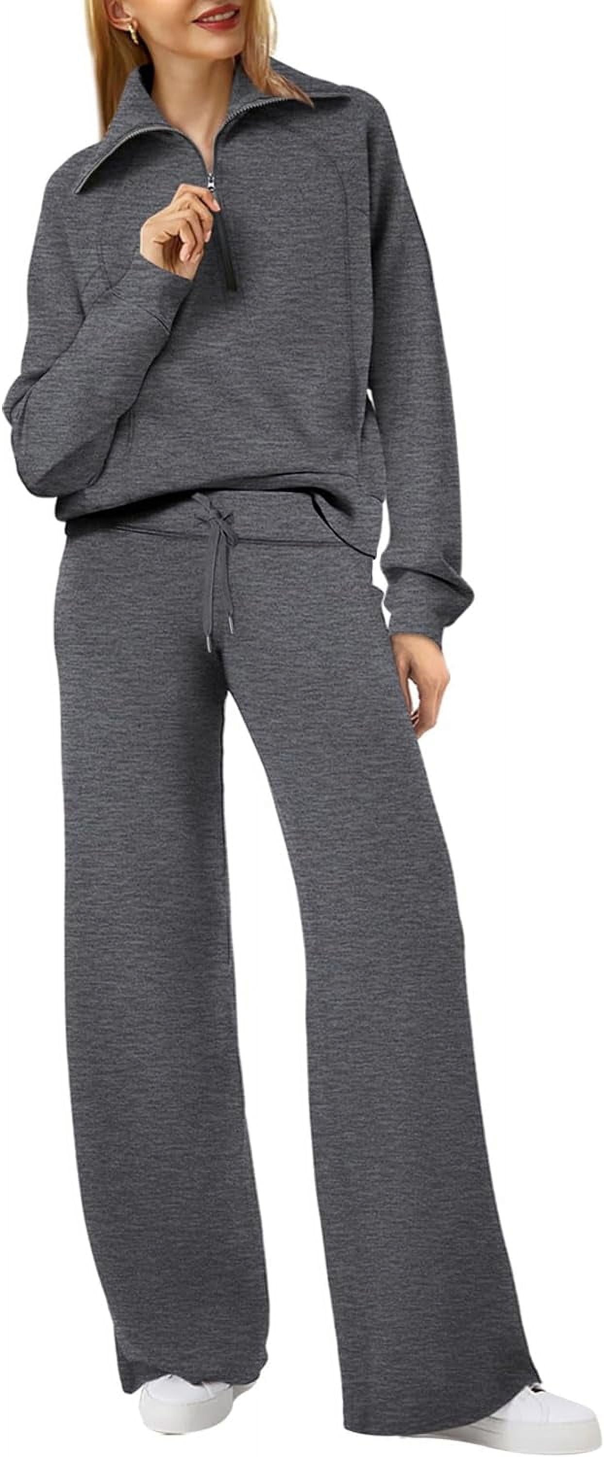 Lounge Sets For Women 2023 Oversized Half Zip Sweatshirt And Wide Leg