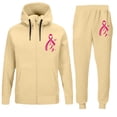 thumbnail image 1 of Lounge Sets For Women 2024 Casual Two Piece tracksuit With Pocket Zip Up Hooded Wide Leg Sweatpants Set Beige XXXL, 1 of 3