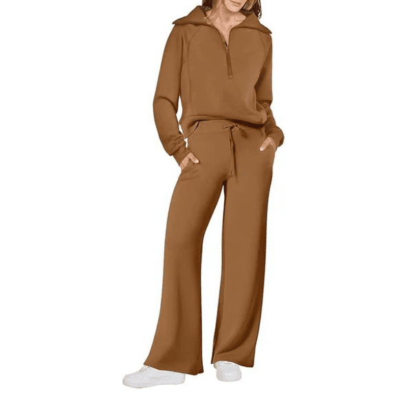 Lounge Sets For Women 2025 Half Zip Sweatshirt And Wide Leg Sweatpant 2 Piece Outfits Sweatsuit Tracksuit