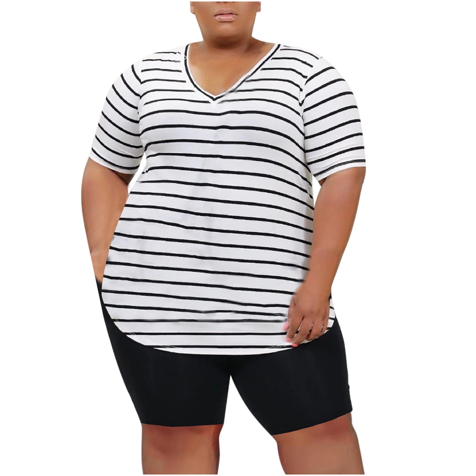 Lounge Sets For Women Clearance Women S Plus Size Striped Short Sleeve Fashion Casual Suit Two Piece Set White Xxxl Walmart