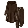 thumbnail image 1 of Lounge Sets for Women 2 Piece Tall Two Piece Pants Outfits for Women Fall And Winter Plush And Plush Warm Hoodie 2-piece Set Solid Color Set Long Sleeve Hoodie Set, 1 of 6