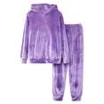 thumbnail image 1 of Lounge Sets for Women, Hugcore Womens 2 Piece Sweatsuits Set Fall Pajama Set Velvet Long Sleeve Hoodie Jogging Suit Comfy Sets for Women Clothing Purple L, 1 of 1