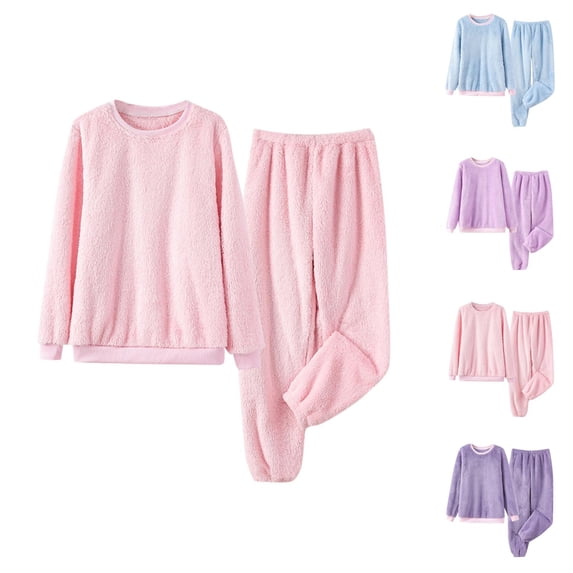 Lounge Sets for Women – Long Sleeve Pajama Sets Plus Size Comfortable Sleepwear for Fall or Airport Travel Wear Women's Lined Winter Coat Mid Length Solid Color Hooded Jacket