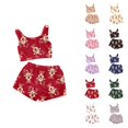 thumbnail image 1 of Lounge Sets for Women – Maternity Pajama Sets & Nursing Sleepwear Ladies' Christmas Casual Two Piece Set Solid Color Tank Top Short Top Shorts Home Clothes Pajama Set, 1 of 4