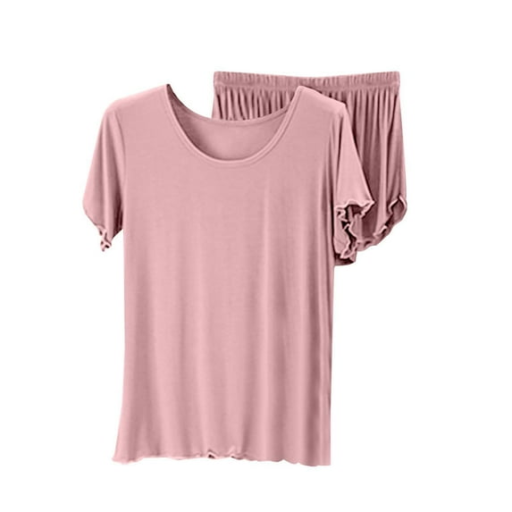 Lounge Sets for Women Short Sleeve Summer Cotton T Shirt For Loose Large Size Bottoming Shirt Ear Side Top Shorts Two Piece Pajamas Pajamas PJ Sets for Women