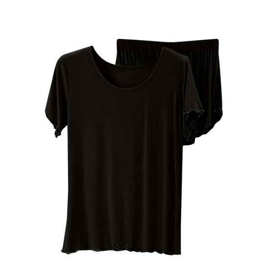 Lounge Sets for Women Short Sleeve Summer Cotton T Shirt For Loose Large Size Bottoming Shirt Ear Side Top Shorts Two Piece Pajamas Pajamas PJ Sets for Women