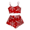 thumbnail image 1 of Lounge Sets for Women â Soft Loungewear Stretch 2 Piece Nursing Pajamas or Maternity Sleepwear Women's Christmas Snowflake Print Sleeveless Top & Shorts Pajama Set Cozy Wear, 1 of 4