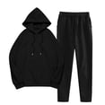 thumbnail image 1 of Lounge Sets for Women Two Piece Travel Outfits Sweatsuits Sports Long Pants Hooded Sweater tops Pants Set Long Sleeve Hooded Set with Pockets Tracksuit Lounge Set 2025 Clothes Black S-3XL, 1 of 7