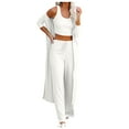 thumbnail image 1 of Lounge Sets for Women – Weekend-Ready Pajamas Set for Spa Days or Brunch Moments Womens 3 Piece Sets Pajamas Knit Long Sleeve Cardigan Crop Top Wide Leg Pants Loungewear Set, 1 of 6
