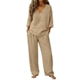 thumbnail image 1 of Lounge Sets for Women Women's 2 Piece Linen Sets Summer Two Piece Outfits 3/4 Sleeve Tops Casual Dress Lounge Capris Pants Set Travel Outfits QURATI Xl, 1 of 4