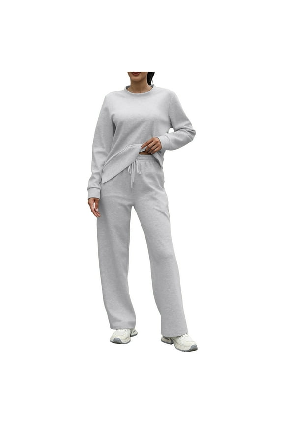 Lounge Sets for Women 2 Piece Crewneck Pullover Drawstring Wide Leg Sweatpants Casual Jogger Sweatsuit Sets Sport Clothes Soft Loungewear Outfits