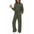 thumbnail image 1 of Lounge Sets for Women 2 Piece Fall Outfits Wide Leg Pants Matching Sets Womens Clothing Khaki XS, 1 of 6