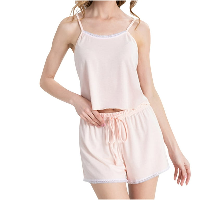 Lounge Sets for Women Piece Lace Trim Cami Crop Top Pajamas