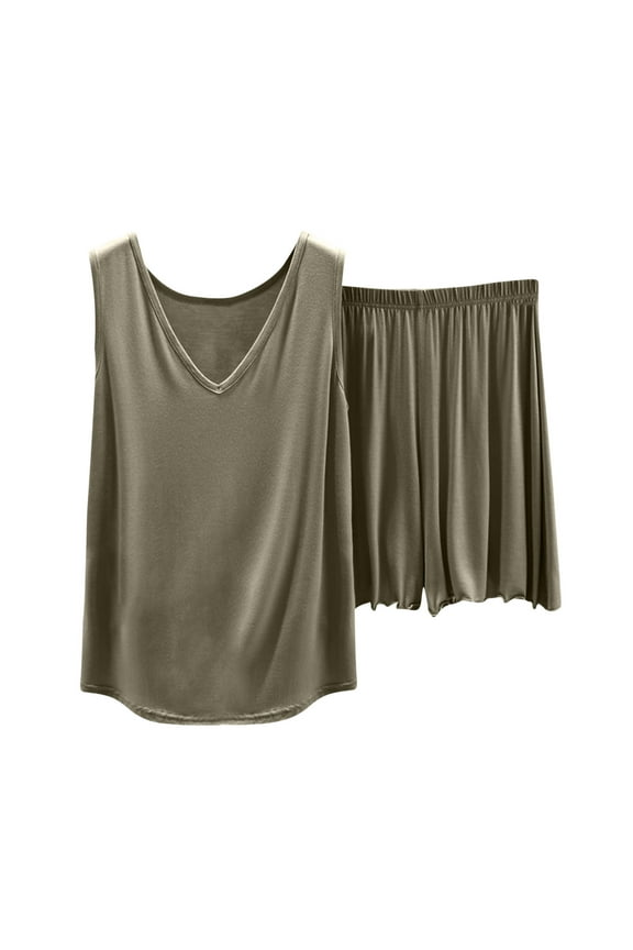Loungewear Sets for Women 2 Piece Modal Homewear Soft Casual Sleeveless Tank Top Shorts Pajamas Sets Thin Breathable Sleepwear Outfits