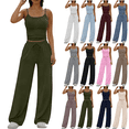 thumbnail image 1 of Lounge Sets for Women Adjustable Strap Backless Tops and Elastic High Waist Straight Leg Pants 2 Piece Gym Workout Sets Loungewear, 1 of 7