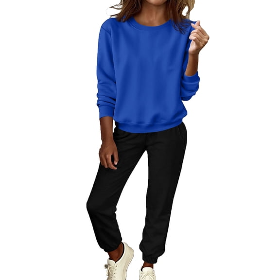 Lounge Sets for Women Loose Crewneck Long Sleeve Tops Matching Joggers Sweatpants 2 Piece Sweatsuits with Pockets