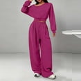 thumbnail image 1 of Lounge Sets for Women Off The Shoulder Cropped Tops and Wide Leg Sweatpants Casual Cozy Vacation Travel Sweatsuits Two Piece Outfits, 1 of 5