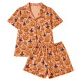 thumbnail image 1 of Lounge Sets for Women Simple Short Sleeve Button Down Soft Fabric Tops And Shorts Soft Pajama Set Red XXL, 1 of 4