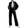 thumbnail image 1 of Lounge Sets for Women Sweatsuit 2 Piece Outfits Sweatshirt Wide Leg Sweatpant Tracksuit Matching Set Black XXL, 1 of 10