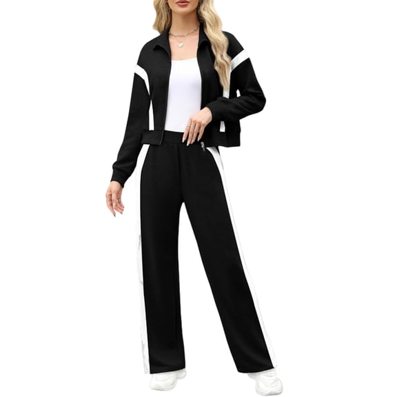 Lounge Sets for Women Sweatsuit 2 Piece Outfits Sweatshirt Wide Leg Sweatpant Tracksuit Matching Set