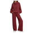 thumbnail image 1 of Lounge Sets for Women Sweatsuits 2 Piece Outfits Drawstring Sweatshirt Casual Tracksuit, 1 of 2