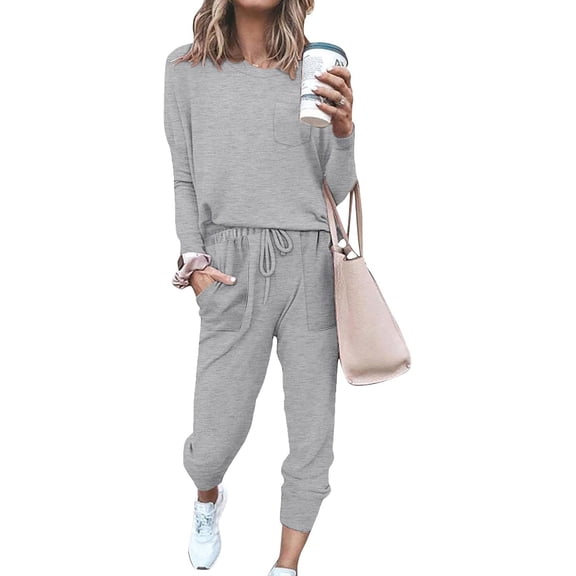 Lounge Sets for Women Two Piece Travel Outfits Sweatsuits 2 Piece Fashion 2024 Trendy Pajamas