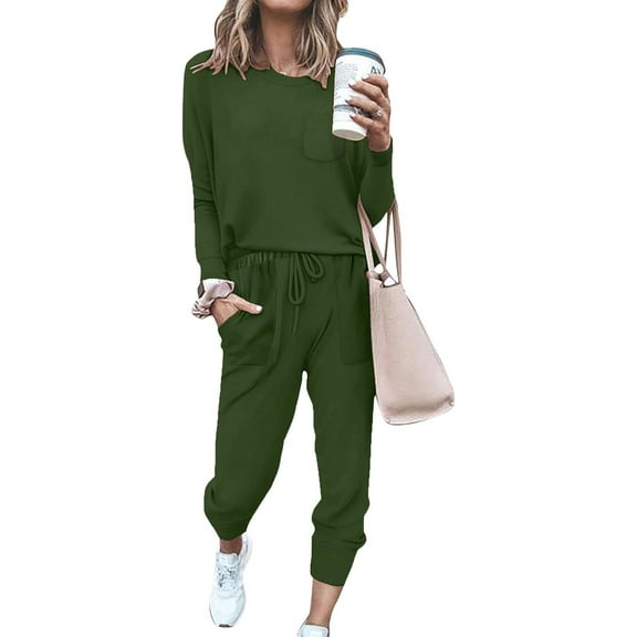 Lounge Sets for Women Two Piece Travel Outfits Sweatsuits 2 Piece Fashion 2024 Trendy Pajamas