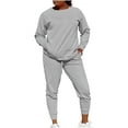 thumbnail image 1 of Lounge Sets for Women Two Piece Travel Outfits Sweatsuits Solid Color Long Sleeved Pants Set Tracksuit Lounge Set 2025 Clothes Gray XL, 1 of 6