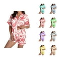 thumbnail image 1 of Lounge Sets for Women – Vacation Sleepwear Women's Pajamas Set Casual Print Short Sleeve Button Down Shirt Pajamas Shorts Set Pajamas, 1 of 4