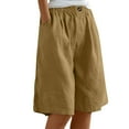 thumbnail image 1 of Lounge Shorts Women, Audhol Cotton Linen Shorts for Women Loose Fit Knee Length Shorts Casual Wide Leg Elastic Waist Workout Shorts Wide Leg Shorts for Women Khaki S, 1 of 9