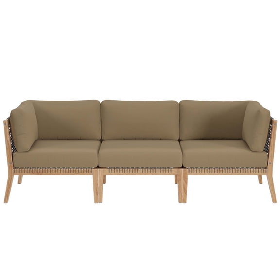 Lounge Sofa, Brown Natural, Teak Wood, Outdoor Patio Balcony Cafe Bistro Garden Hospitality Restaurant, Modern Contemporary HB34449