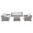 thumbnail image 1 of Lounge Sofa Chair Table Set, Rattan, Wicker, Light Grey Gray White, Modern Contemporary Urban Design, Outdoor Patio Balcony Cafe Bistro Garden Furniture Hotel Hospitality, 1 of 10